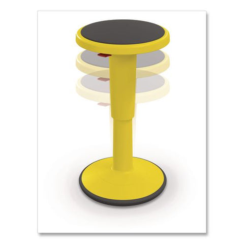 Hierarchy Grow Stool, Short, Backless, Supports Up To 250 Lbs, 14" To 18" Seat Height, Yellow Seat, Yellow Base