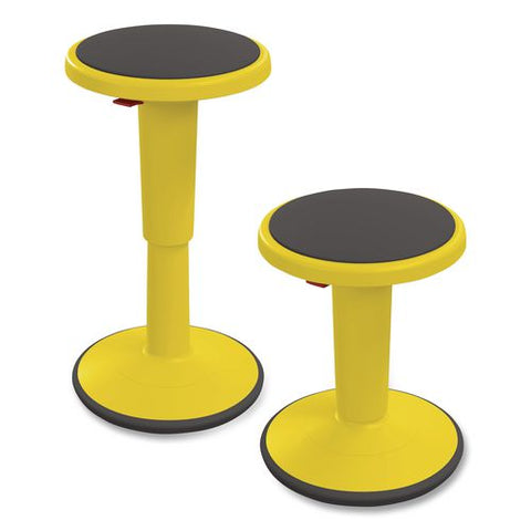 Hierarchy Grow Stool, Short, Backless, Supports Up To 250 Lbs, 14" To 18" Seat Height, Yellow Seat, Yellow Base