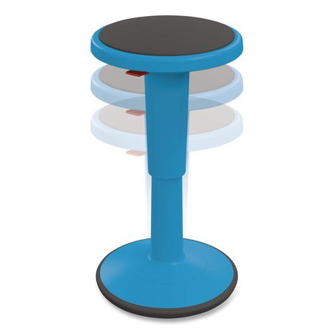 Hierarchy Grow Stool, Tall, Backless, Supports Up To 250 Lbs, 17" To 24" Seat Height, Blue Seat, Blue Base