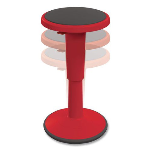 Hierarchy Grow Stool, Tall, Backless, Supports Up To 250 Lbs, 17" To 24" Seat Height, Red Seat, Red Base