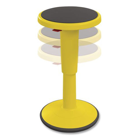 Hierarchy Grow Stool, Tall, Backless, Supports Up To 250 Lbs, 17" To 24" Seat Height, Yellow Seat, Yellow Base
