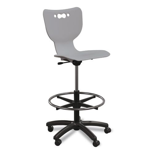 Hierarchy Five-star Stool, Supports Up To 250 Lbs, 24.48" To 33.23" Seat Height, Gray Seat, Black Base
