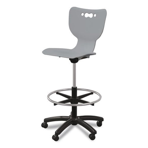Hierarchy Five-star Stool, Supports Up To 250 Lbs, 24.48" To 33.23" Seat Height, Gray Seat, Black Base