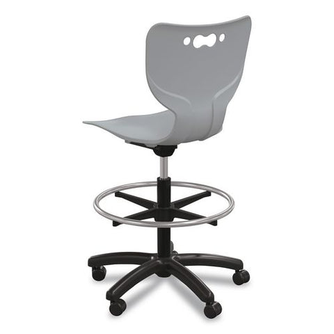 Hierarchy Five-star Stool, Supports Up To 250 Lbs, 24.48" To 33.23" Seat Height, Gray Seat, Black Base