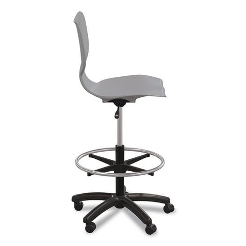 Hierarchy Five-star Stool, Supports Up To 250 Lbs, 24.48" To 33.23" Seat Height, Gray Seat, Black Base