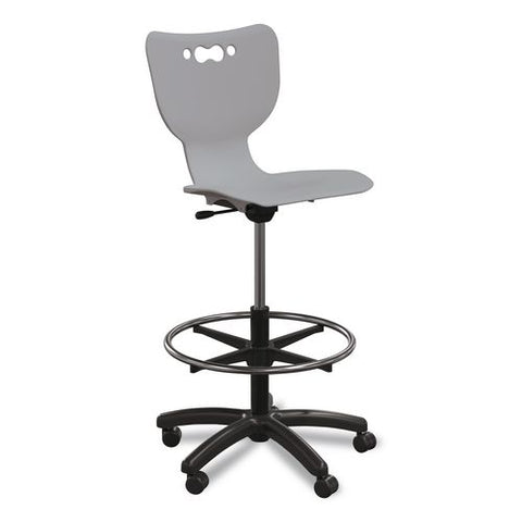 Hierarchy Five-star Stool, Supports Up To 250 Lbs, 24.48" To 33.23" Seat Height, Gray Seat, Black Base