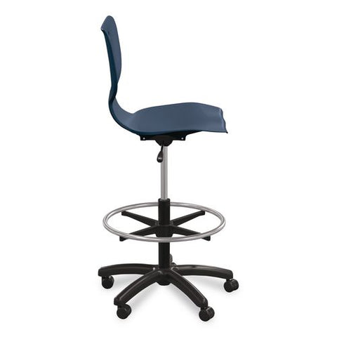 Hierarchy Five-star Stool, Supports Up To 250 Lbs, 24.48" To 33.23" Seat Height, Navy Seat, Black Base