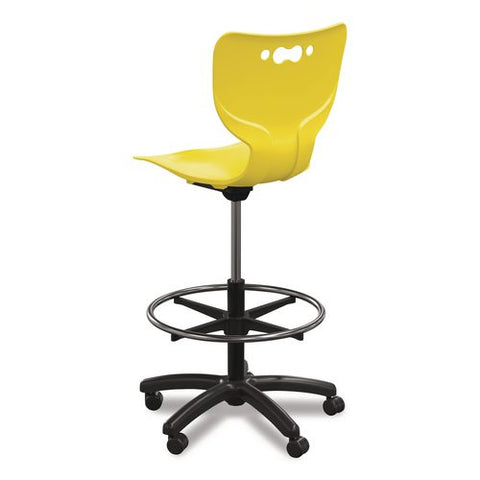 Hierarchy Five-star Stool, Supports Up To 250 Lbs, 24.48" To 33.23" Seat Height, Yellow Seat, Black Base