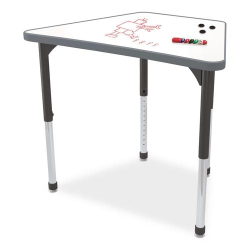 Hierarchy Beam Desk, 34.4" X 24" X 18" To 29", White Porcelain Steel With Black Legs, Ships In Two Boxes (worksurface/legs)