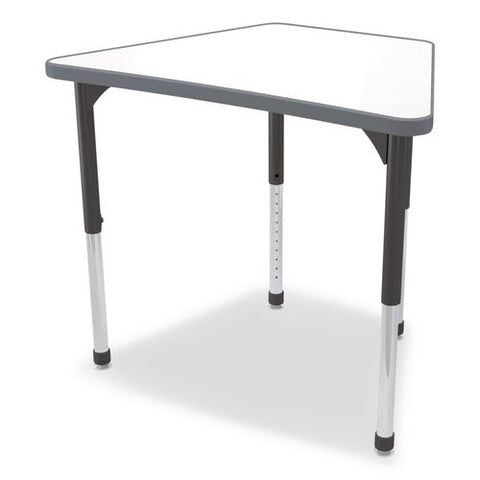 Hierarchy Beam Desk, 34.4" X 24" X 18" To 29", White Porcelain Steel With Black Legs, Ships In Two Boxes (worksurface/legs)