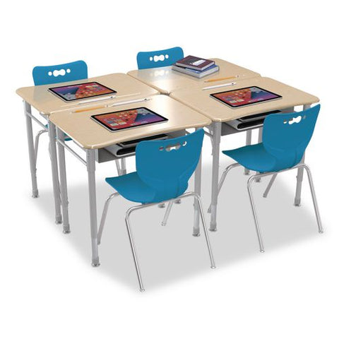 Astute Hard Plastic Desk, 26" X 19.3" X 23.1" To 33.1", Fusion Maple, 2/carton