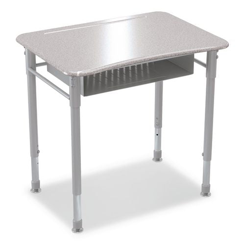 Astute Hard Plastic Desk, 26" X 19.3" X 23.1" To 33.1", Gray Nebula, 2/carton