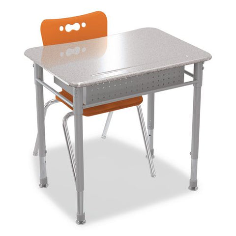 Astute Hard Plastic Desk, 26" X 19.3" X 23.1" To 33.1", Gray Nebula, 2/carton