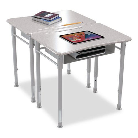 Astute Hard Plastic Desk, 26" X 19.3" X 23.1" To 33.1", Gray Nebula, 2/carton