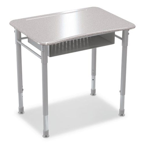 Astute Hard Plastic Desk, 26" X 19.3" X 23.1" To 33.1", Gray Nebula, 2/carton