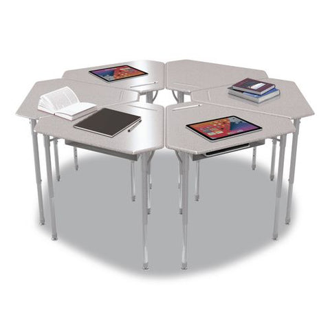 Astute Hard Plastic Desk, 33.8" X 29.8" X 23.1" To 33.1", Gray Nebula, 2/carton