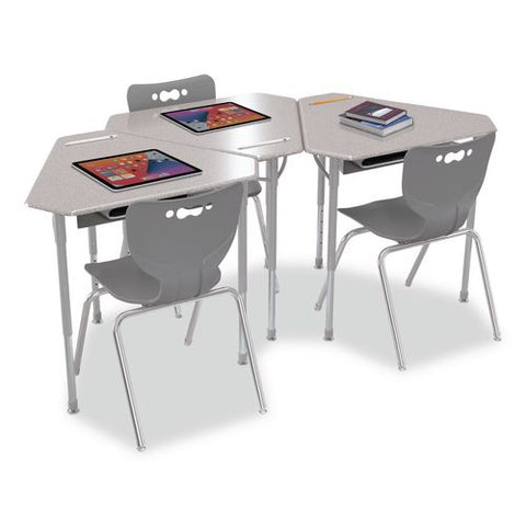 Astute Hard Plastic Desk, 33.8" X 29.8" X 23.1" To 33.1", Gray Nebula, 2/carton