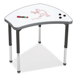 Hierarchy Shapes Desk, 30" X 25.8" X 18" To 29", White Dry Erase/black Legs, Ships In Two Boxes (worksurface And Legs)