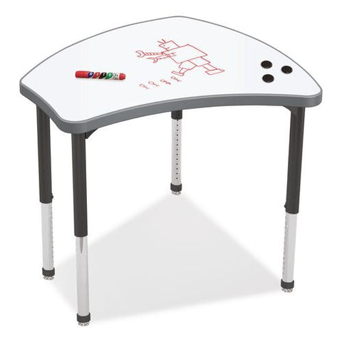 Hierarchy Shapes Desk, 30" X 25.8" X 18" To 29", White Dry Erase/black Legs, Ships In Two Boxes (worksurface And Legs)