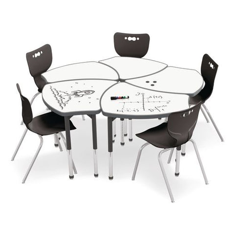 Hierarchy Shapes Desk, 30" X 25.8" X 18" To 29", White Dry Erase/black Legs, Ships In Two Boxes (worksurface And Legs)