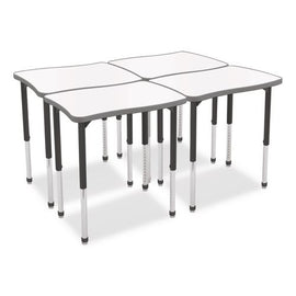 Hierarchy Creator Rectangle Desk, 32.1" X 21.4" X 18" To 29", White Dry Erase/black Legs,ships In Two Boxes(worksurface/legs)