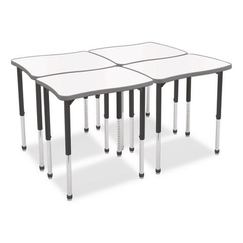 Hierarchy Creator Rectangle Desk, 32.1" X 21.4" X 18" To 29", White Dry Erase/black Legs,ships In Two Boxes(worksurface/legs)