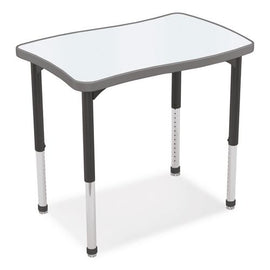 Hierarchy Creator Rectangle Desk, 32.1" X 21.4" X 18" To 29", White Dry Erase/black Legs,ships In Two Boxes(worksurface/legs)