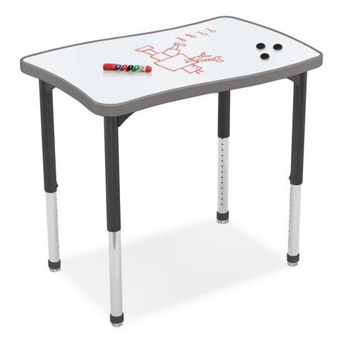 Hierarchy Creator Rectangle Desk, 32.1" X 21.4" X 18" To 29", White Dry Erase/black Legs,ships In Two Boxes(worksurface/legs)