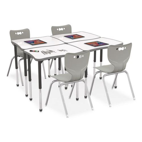 Hierarchy Creator Rectangle Desk, 32.1" X 21.4" X 18" To 29", White Dry Erase/black Legs,ships In Two Boxes(worksurface/legs)