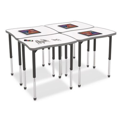 Hierarchy Creator Rectangle Desk, 32.1" X 21.4" X 18" To 29", White Dry Erase/black Legs,ships In Two Boxes(worksurface/legs)