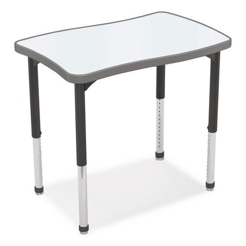 Hierarchy Creator Rectangle Desk, 32.1" X 21.4" X 18" To 29", White Dry Erase/black Legs,ships In Two Boxes(worksurface/legs)