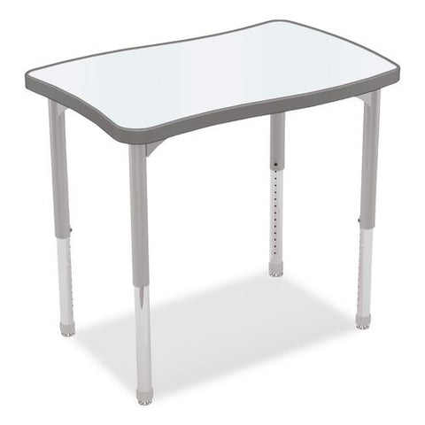 Hierarchy Creator Rectangle Desk, 32.1 X 21.4 X 18 To 29, White Dry Erase/platinum Legs, Ships In Two Boxes(worksurface/legs)