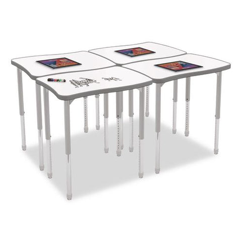 Hierarchy Creator Rectangle Desk, 32.1 X 21.4 X 18 To 29, White Dry Erase/platinum Legs, Ships In Two Boxes(worksurface/legs)