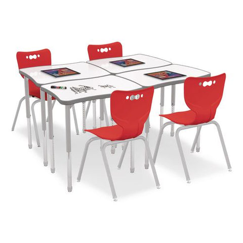 Hierarchy Creator Rectangle Desk, 32.1 X 21.4 X 18 To 29, White Dry Erase/platinum Legs, Ships In Two Boxes(worksurface/legs)