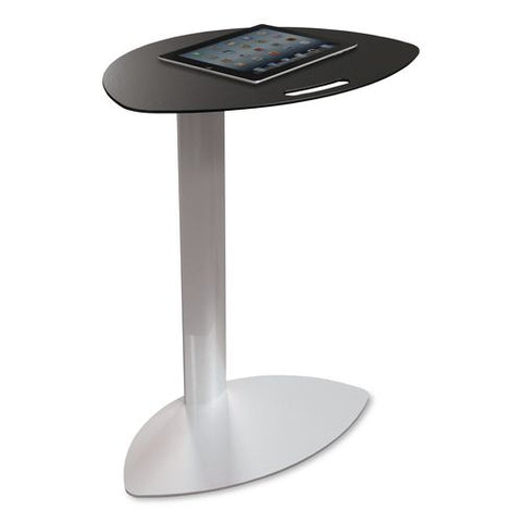 Tablet Side Table, 19.5" X 13.9" X 25.8",  Steel Plate, Black Top, Platinum Base