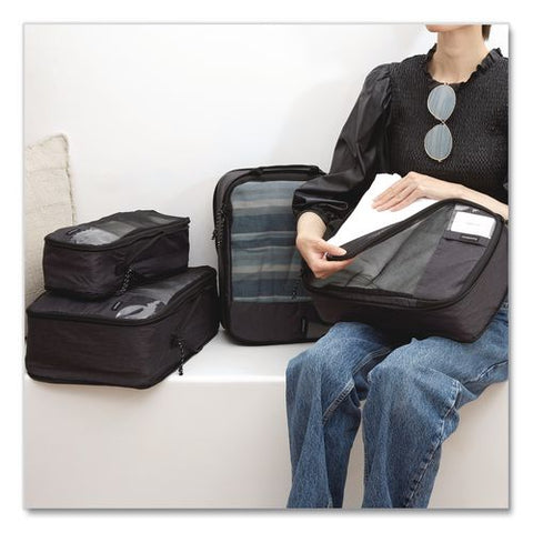 Six-piece Packing Cube Set, 5 Cubes And 1 Shoe Bag, Assorted Sizes, Black