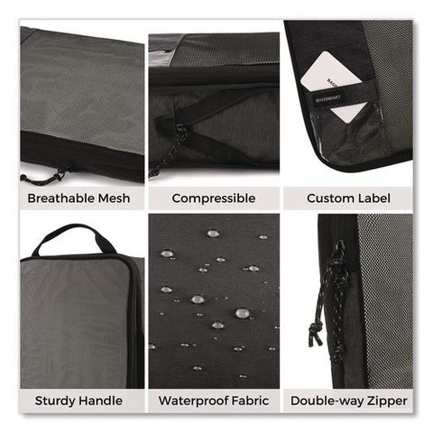 Six-piece Packing Cube Set, 5 Cubes And 1 Shoe Bag, Assorted Sizes, Black