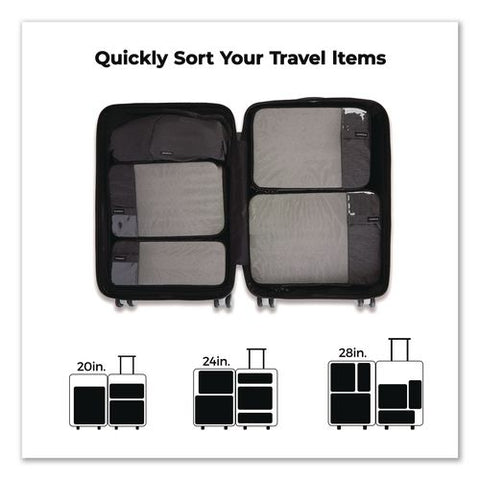 Six-piece Packing Cube Set, 5 Cubes And 1 Shoe Bag, Assorted Sizes, Black