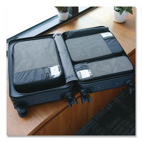 Six-piece Packing Cube Set, 5 Cubes And 1 Shoe Bag, Assorted Sizes, Black