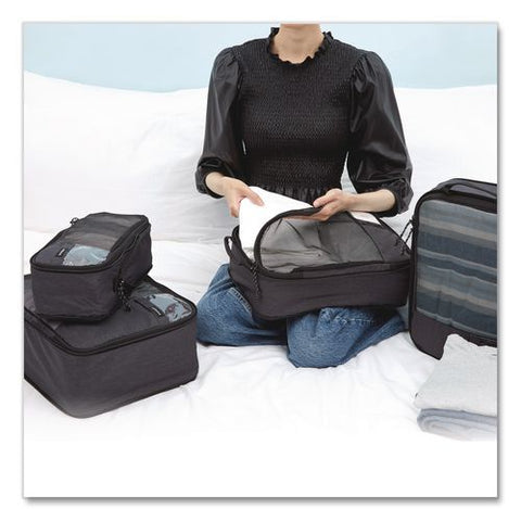 Six-piece Packing Cube Set, 5 Cubes And 1 Shoe Bag, Assorted Sizes, Black