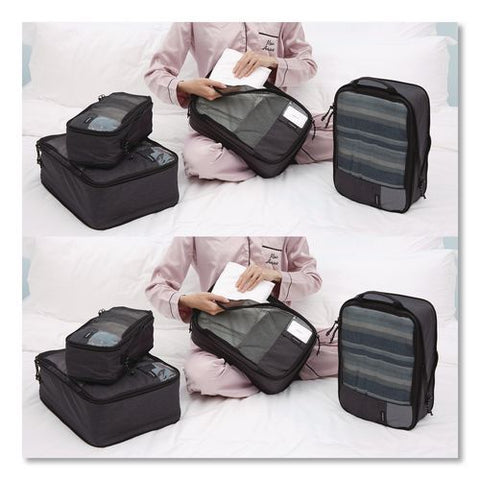 Six-piece Packing Cube Set, 5 Cubes And 1 Shoe Bag, Assorted Sizes, Black