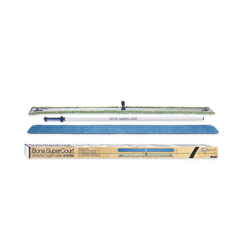 Supercourt Athletic Floor Care System, 60" Wide Microfiber Head, 66" Silver/blue Aluminum Handle