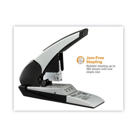 Auto 180 Xtreme Duty Automatic Stapler, 180-sheet Capacity, Silver/black