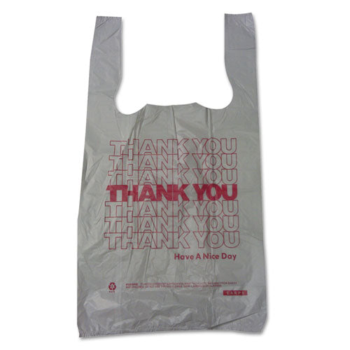 Thank You High-density Shopping Bags, Have A Nice Day Labeling, Cut-out Handles, 10" X 5" X 19", White/red, 2,000/carton