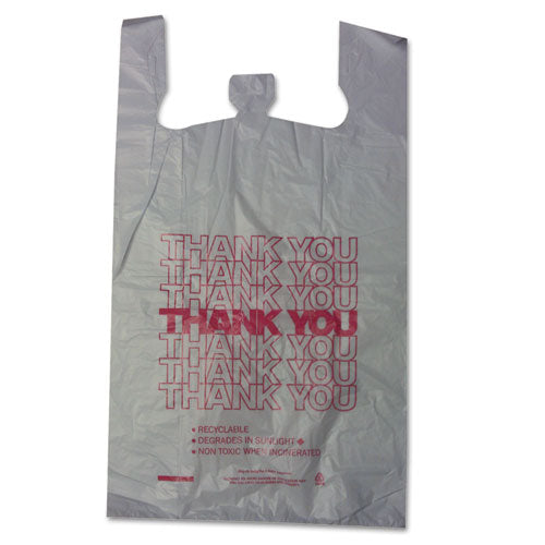 Thank You High-density Shopping Bags, Have A Nice Day Labeling, Cut-out Handles, 18" X 8" X 30", White/red, 500/carton