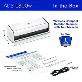 Ads-1800w Compact Desktop Scanner, 600 Dpi Optical Resolution, 20-sheet Duplex Auto Document Feeder
