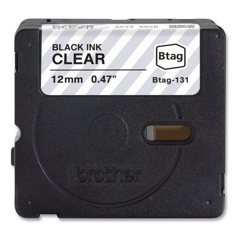 Genuine P-touch Btag Label Tapes, 0.47" X 13.1 Ft, Black On Clear