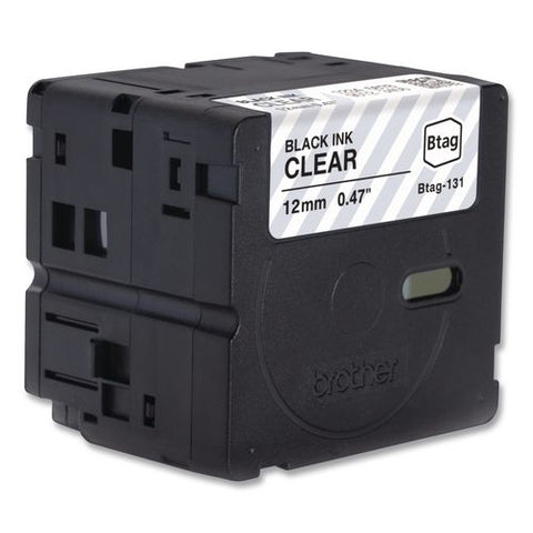 Genuine P-touch Btag Label Tapes, 0.47" X 13.1 Ft, Black On Clear