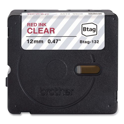 Genuine P-touch Btag Label Tapes, 0.47" X 13.1 Ft, Red On Clear
