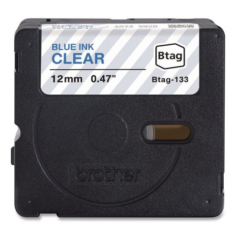 Genuine P-touch Btag Label Tapes, 0.47" X 13.1 Ft, Blue On Clear